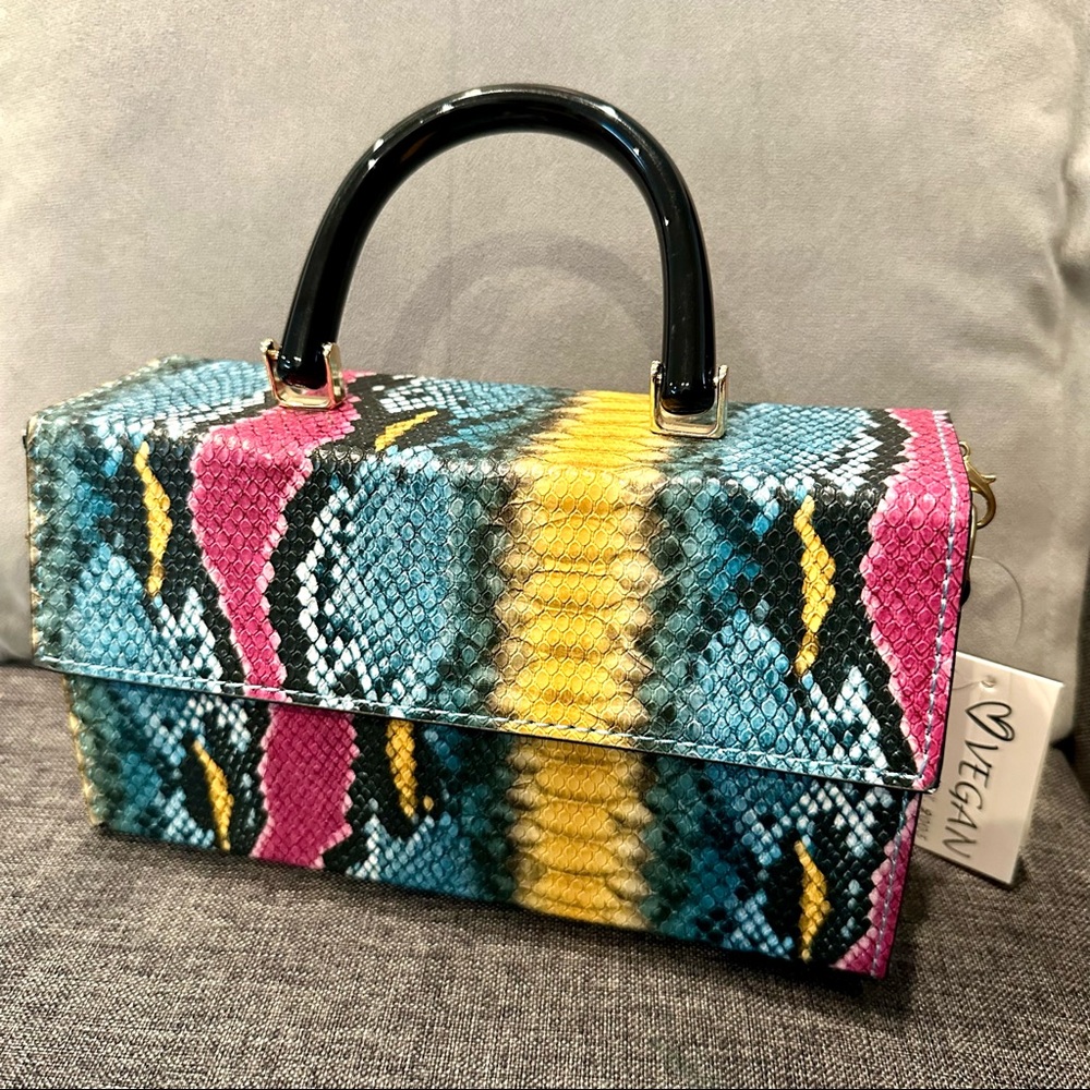 NEW WITH TAG VEGAN Snakeskin box handbag
